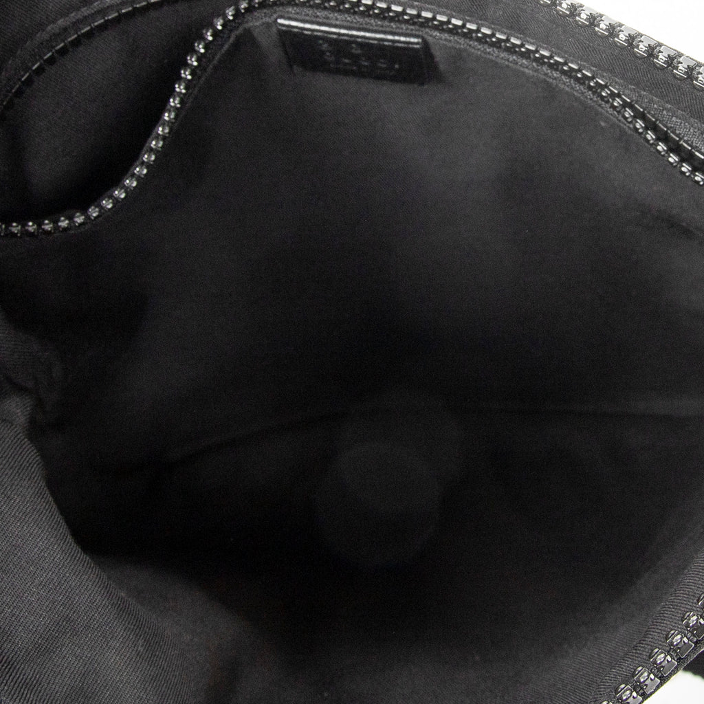 Shoulder Bag Small Front Zip Messenger Black Monogrammed Nylon Canvas