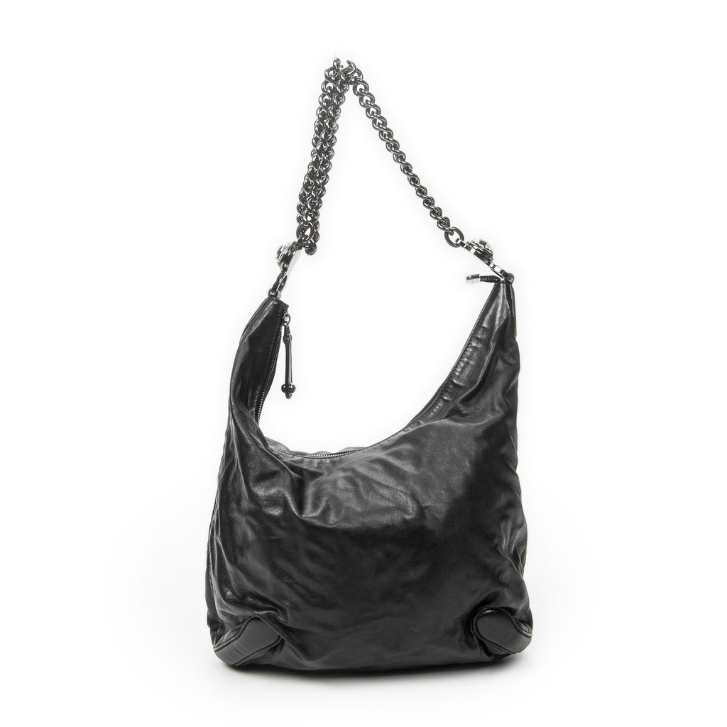 Shoulder Bag Medium Galaxy Chain Hobo Black Lambskin Leather