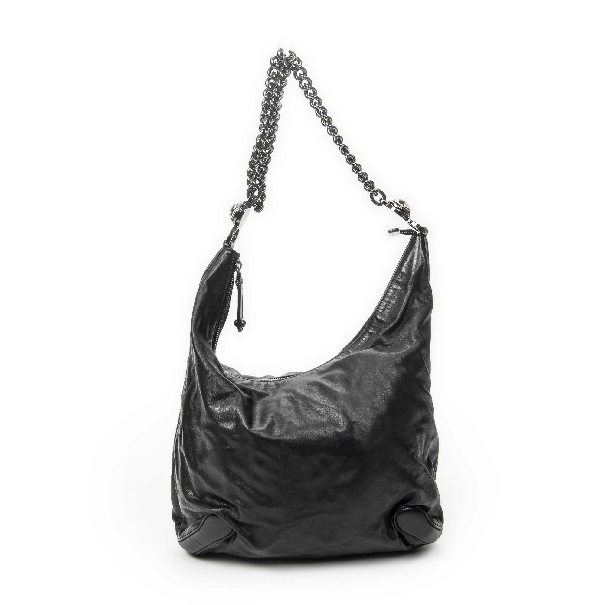 Shoulder Bag Medium Galaxy Chain Hobo Black Lambskin Leather