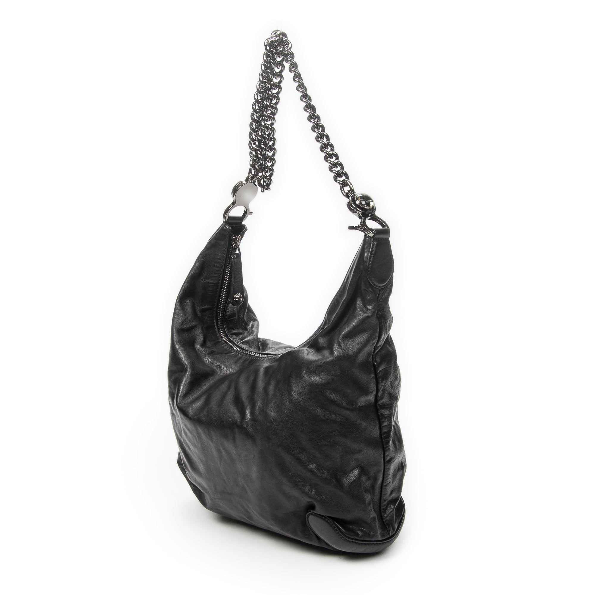 Shoulder Bag Medium Galaxy Chain Hobo Black Lambskin Leather