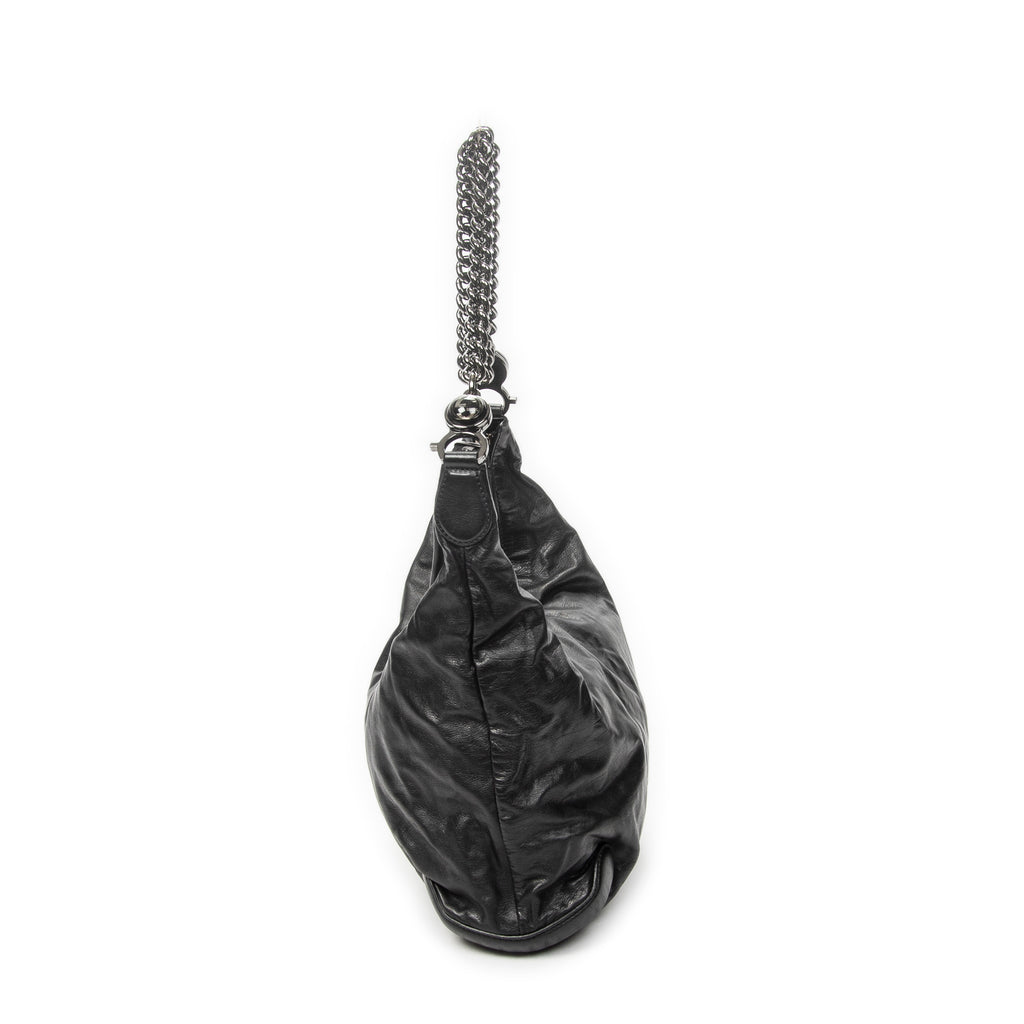 Shoulder Bag Medium Galaxy Chain Hobo Black Lambskin Leather