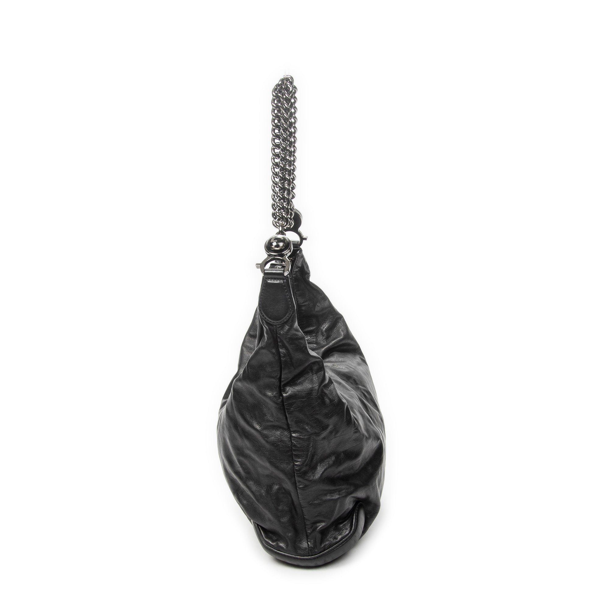Shoulder Bag Medium Galaxy Chain Hobo Black Lambskin Leather
