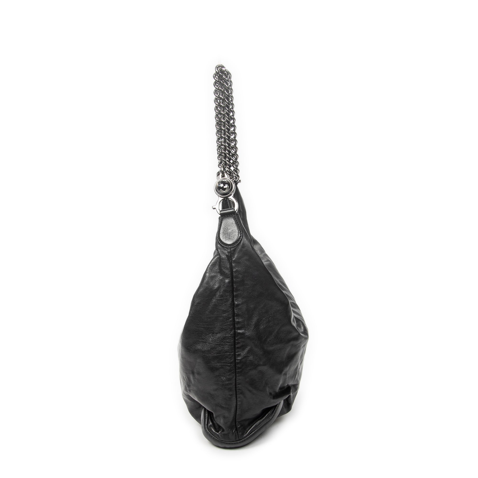 Shoulder Bag Medium Galaxy Chain Hobo Black Lambskin Leather