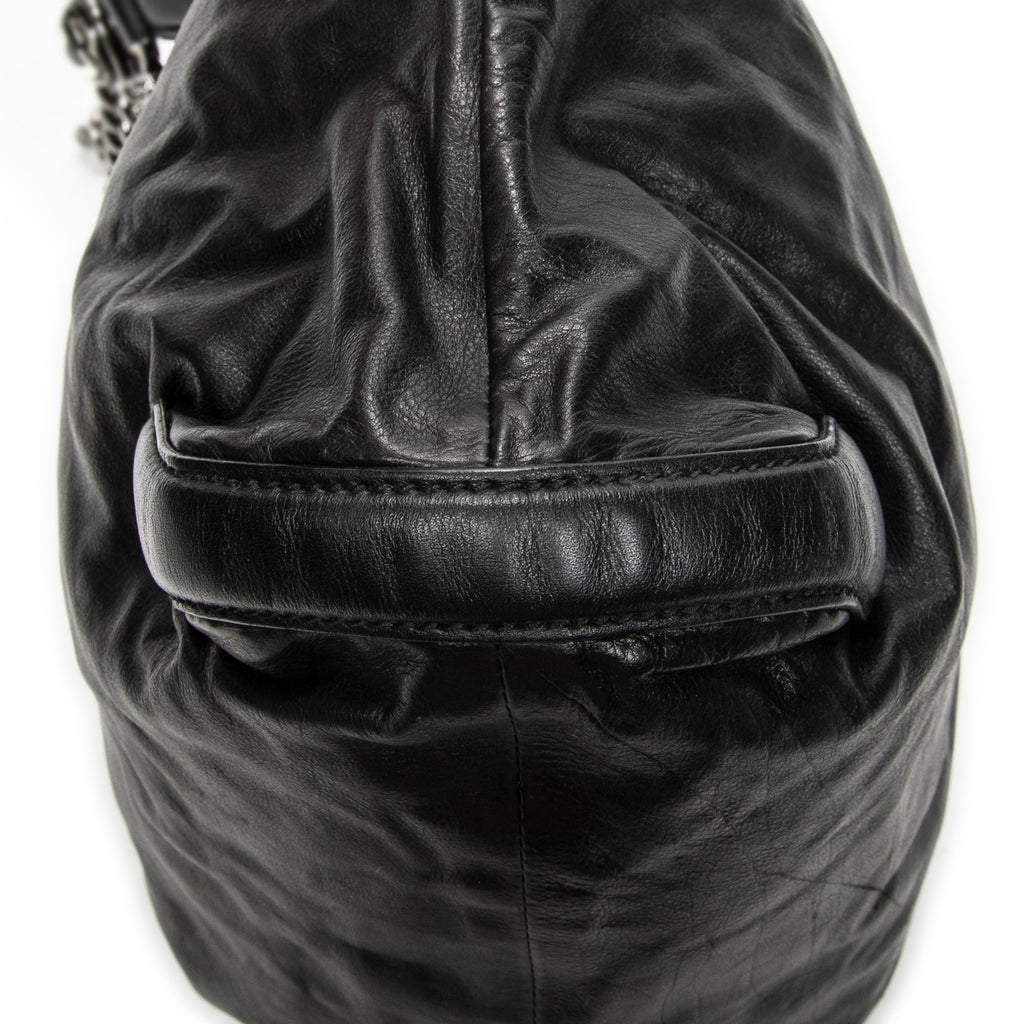 Shoulder Bag Medium Galaxy Chain Hobo Black Lambskin Leather
