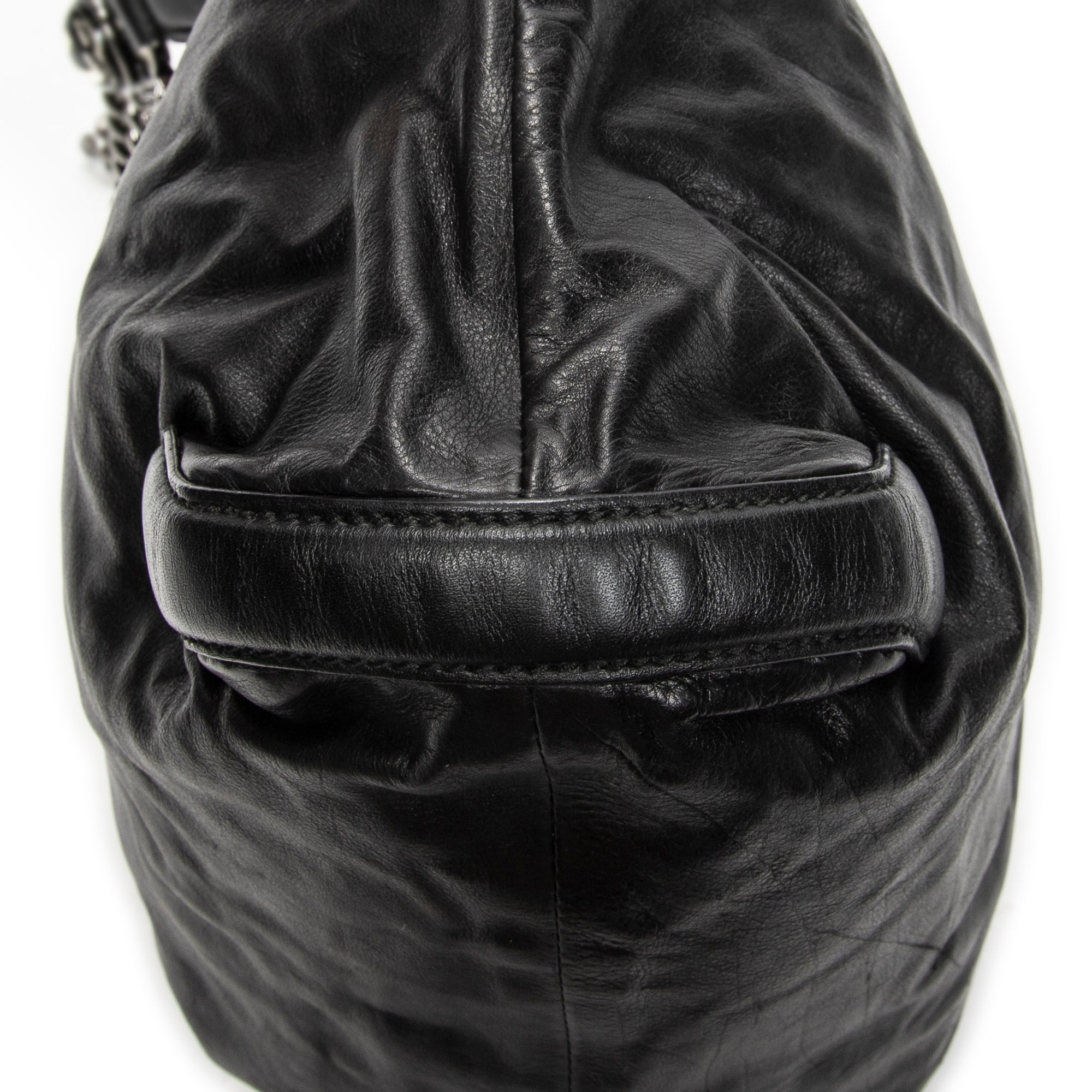 Shoulder Bag Medium Galaxy Chain Hobo Black Lambskin Leather