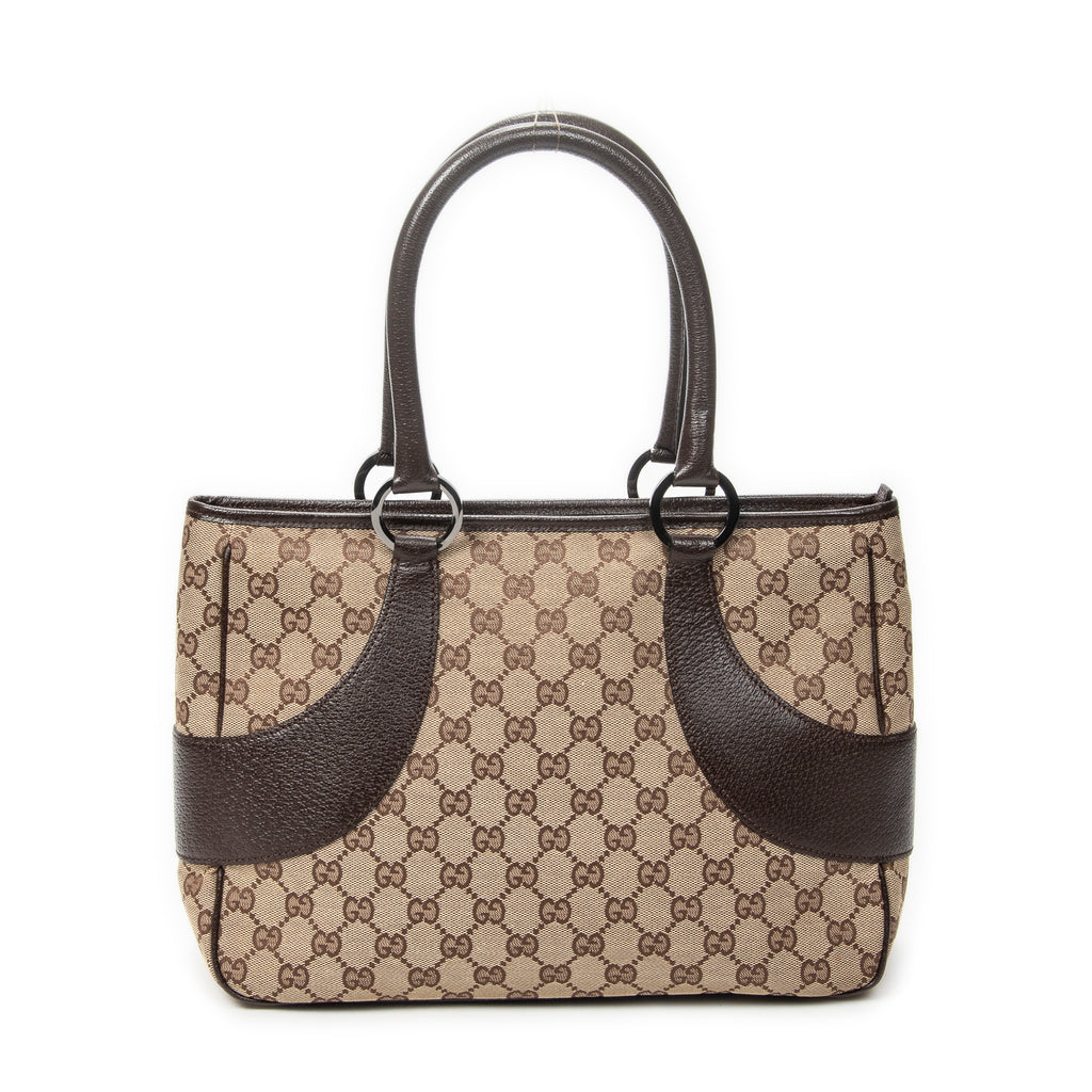 Shoulder Bag Jacquard Tote Beige Monogrammed Canvas