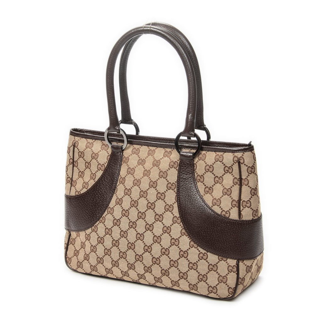 Shoulder Bag Jacquard Tote Beige Monogrammed Canvas