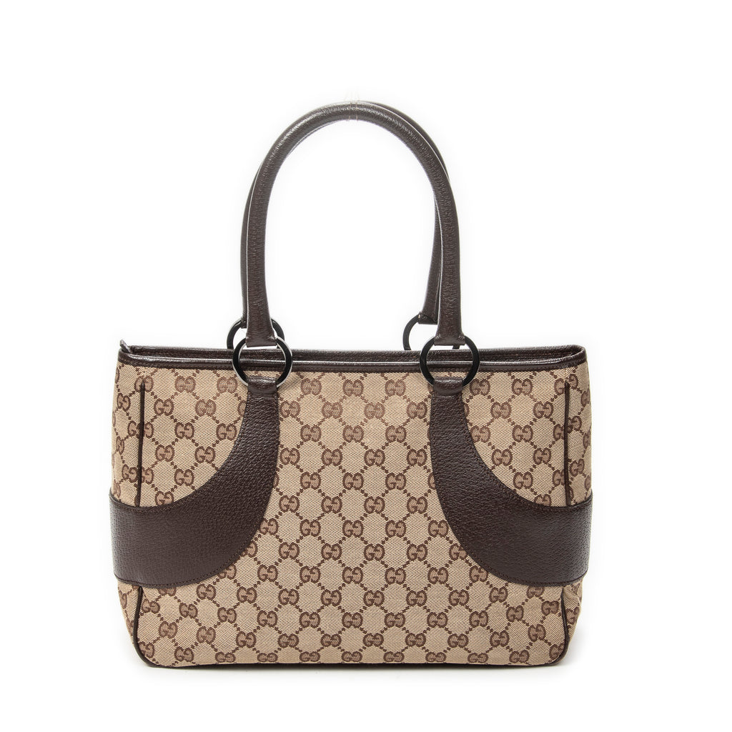 Shoulder Bag Jacquard Tote Beige Monogrammed Canvas