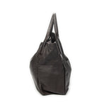 Bolso de Hombro Grande de Bambú Estilo Tote de Piel de Ciervo Marrón Grabada