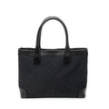 Shoulder Bag Zip Shopping Tote Black Monogrammed Canvas