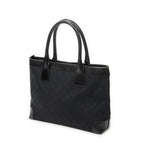 Shoulder Bag Zip Shopping Tote Black Monogrammed Canvas