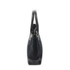 Shoulder Bag Zip Shopping Tote Black Monogrammed Canvas