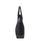 Shoulder Bag Zip Shopping Tote Black Monogrammed Canvas