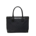 Shoulder Bag Zip Shopping Tote Black Monogrammed Canvas