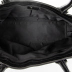 Shoulder Bag Zip Shopping Tote Black Monogrammed Canvas