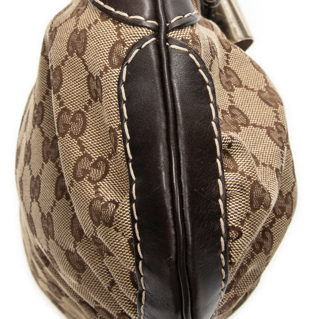 Shoulder Bag GG Queen Bow Hobo Beige Monogrammed Canvas