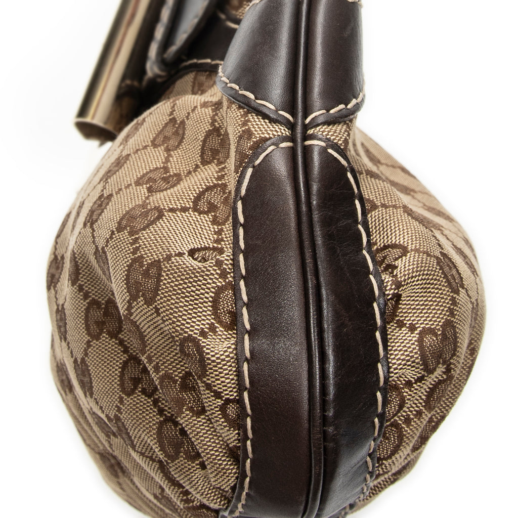 Shoulder Bag GG Queen Bow Hobo Beige Monogrammed Canvas