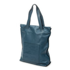 Shoulder Bag Anagram Shopper Tote Teal Blue Calfskin Leather