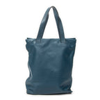 Shoulder Bag Anagram Shopper Tote Teal Blue Calfskin Leather