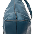 Shoulder Bag Anagram Shopper Tote Teal Blue Calfskin Leather