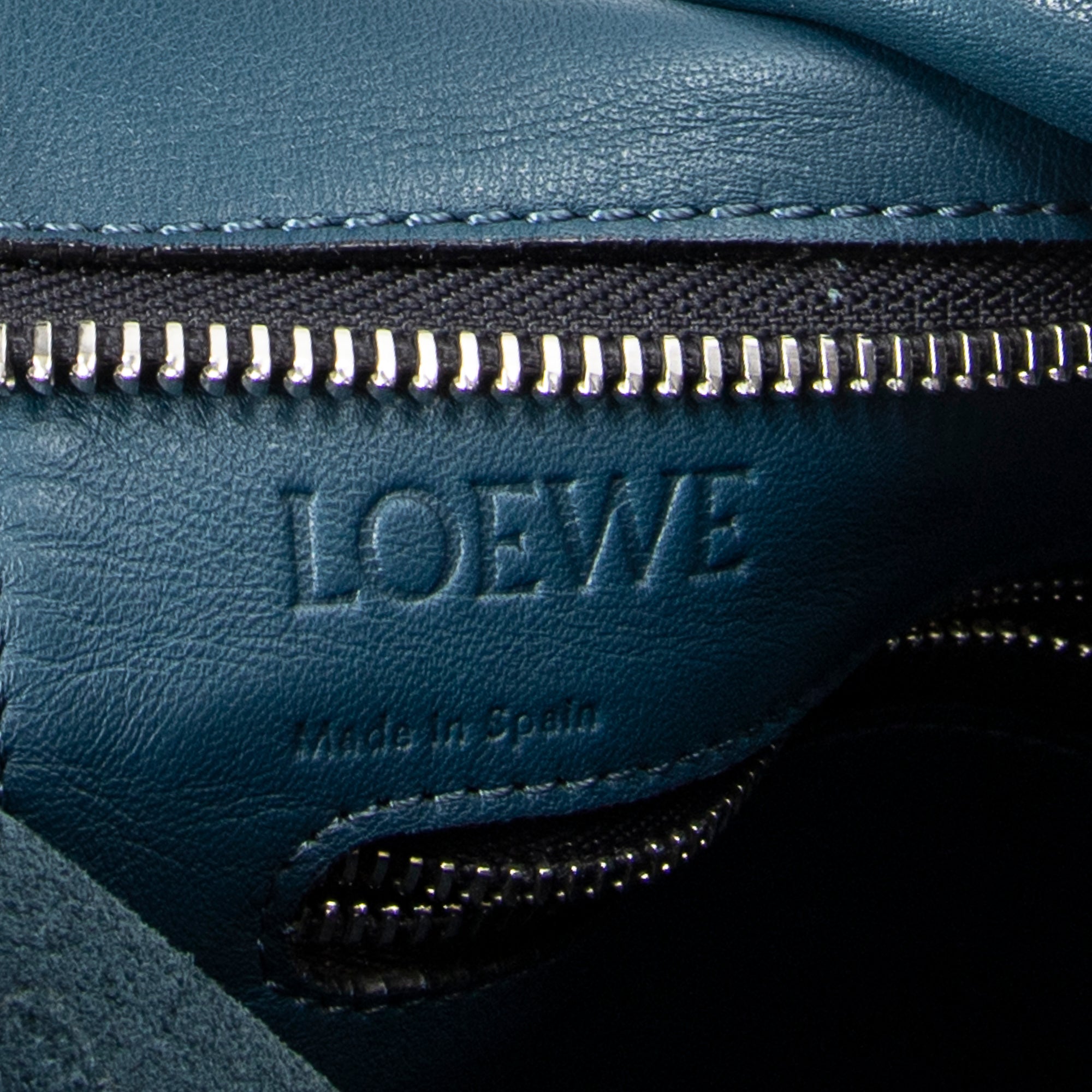 Shoulder Bag Anagram Shopper Tote Teal Blue Calfskin Leather