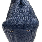 Handbag Square Crystal Tote Blue Nappa Matelasse Leather