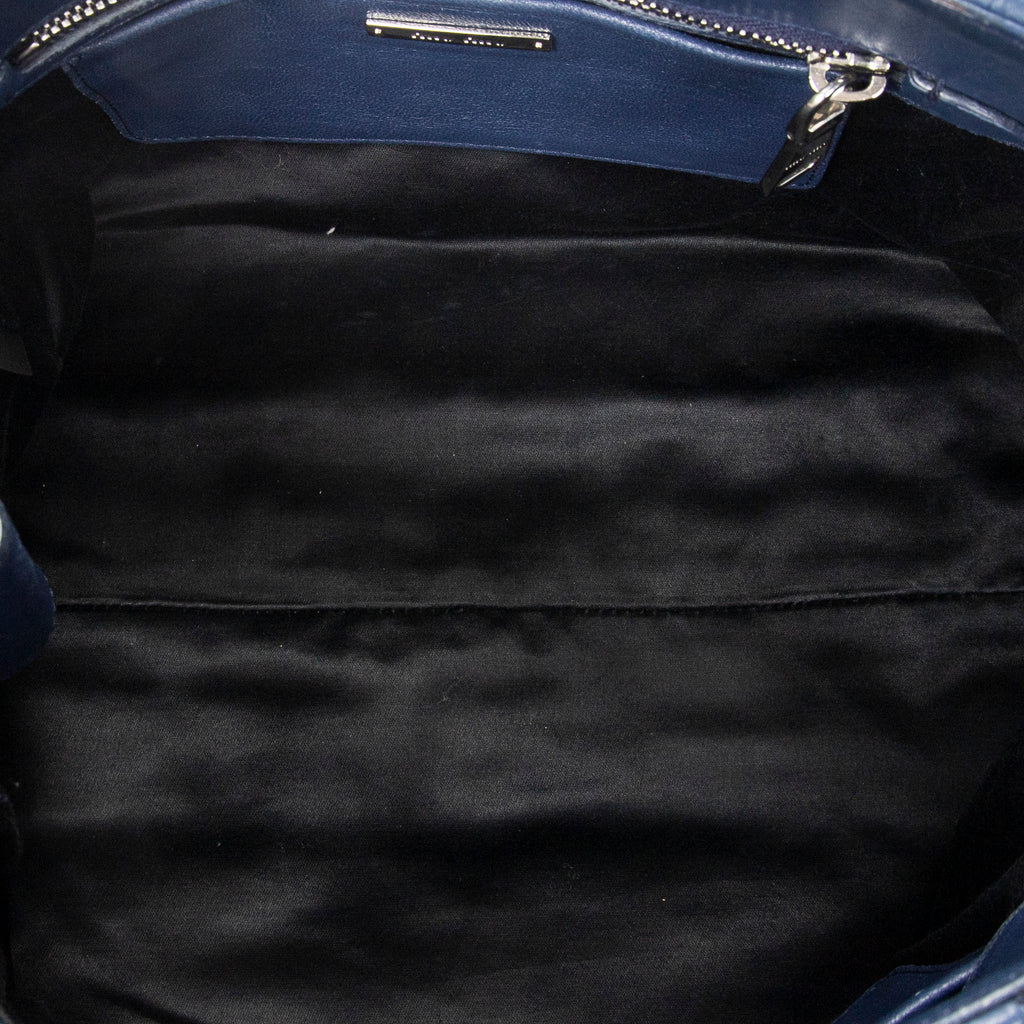 Handbag Square Crystal Tote Blue Nappa Matelasse Leather