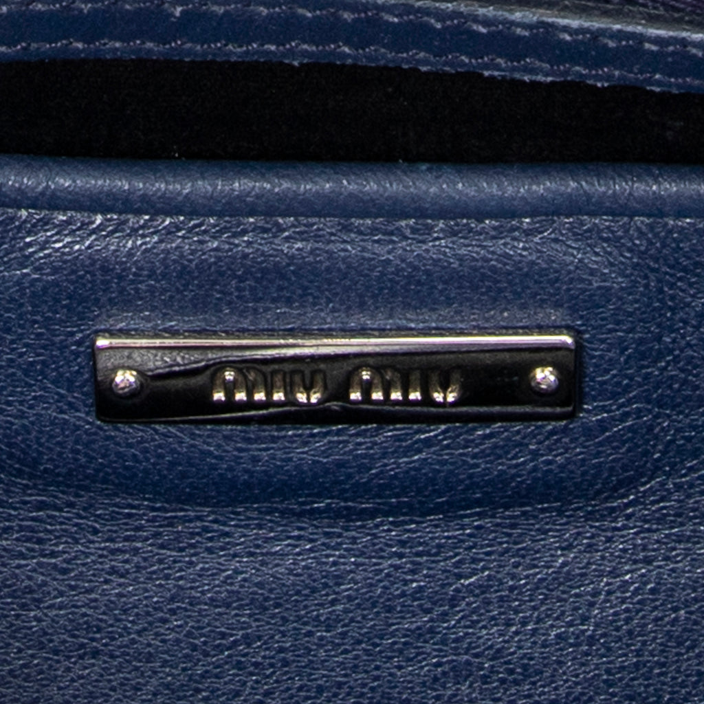 Handbag Square Crystal Tote Blue Nappa Matelasse Leather