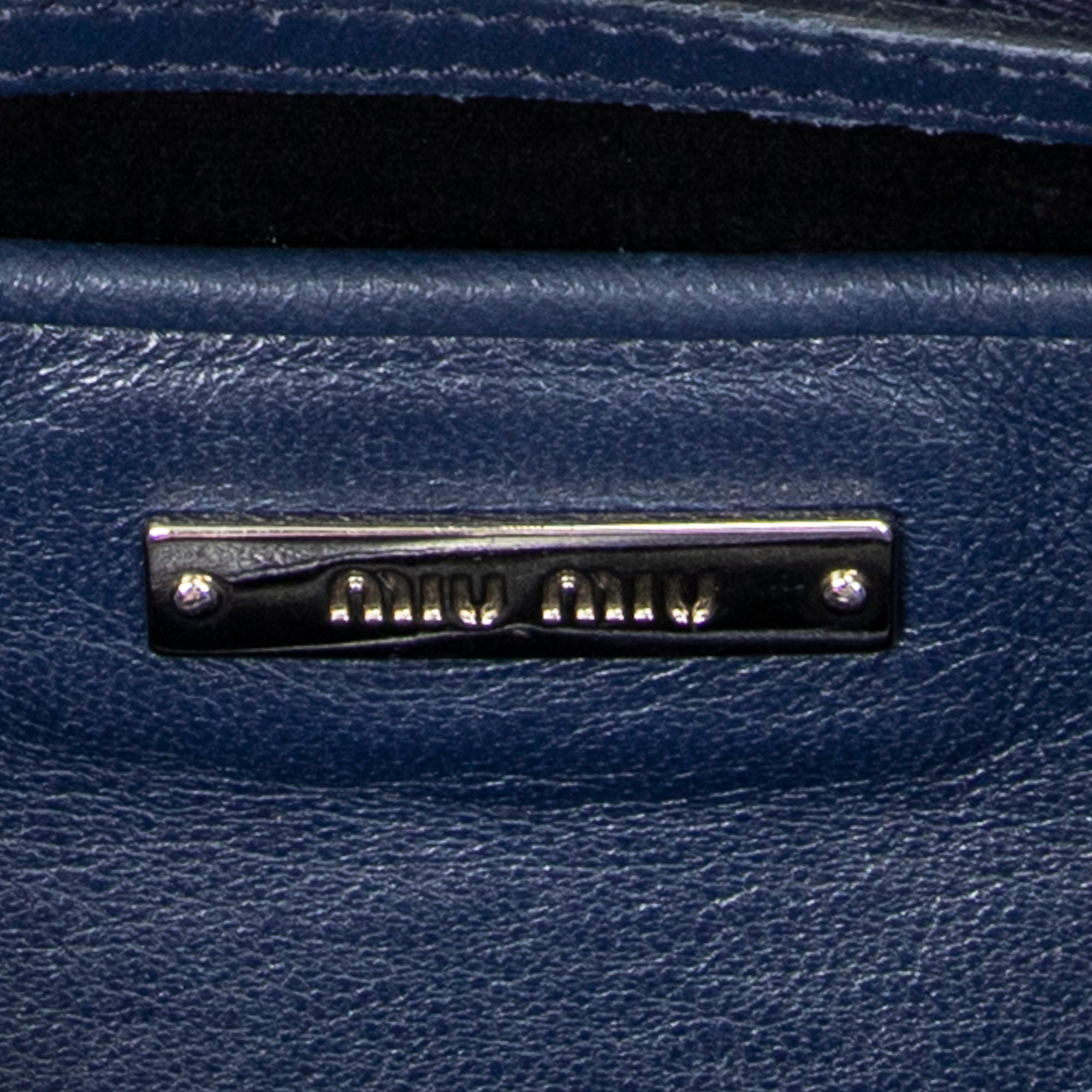 Handbag Square Crystal Tote Blue Nappa Matelasse Leather