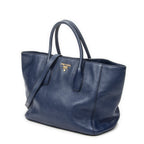 Handbag Horizontal Tote Royal Blue Vitello Daino Leather