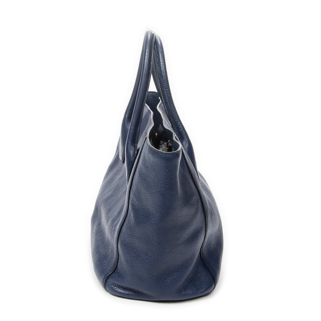 Handbag Horizontal Tote Royal Blue Vitello Daino Leather