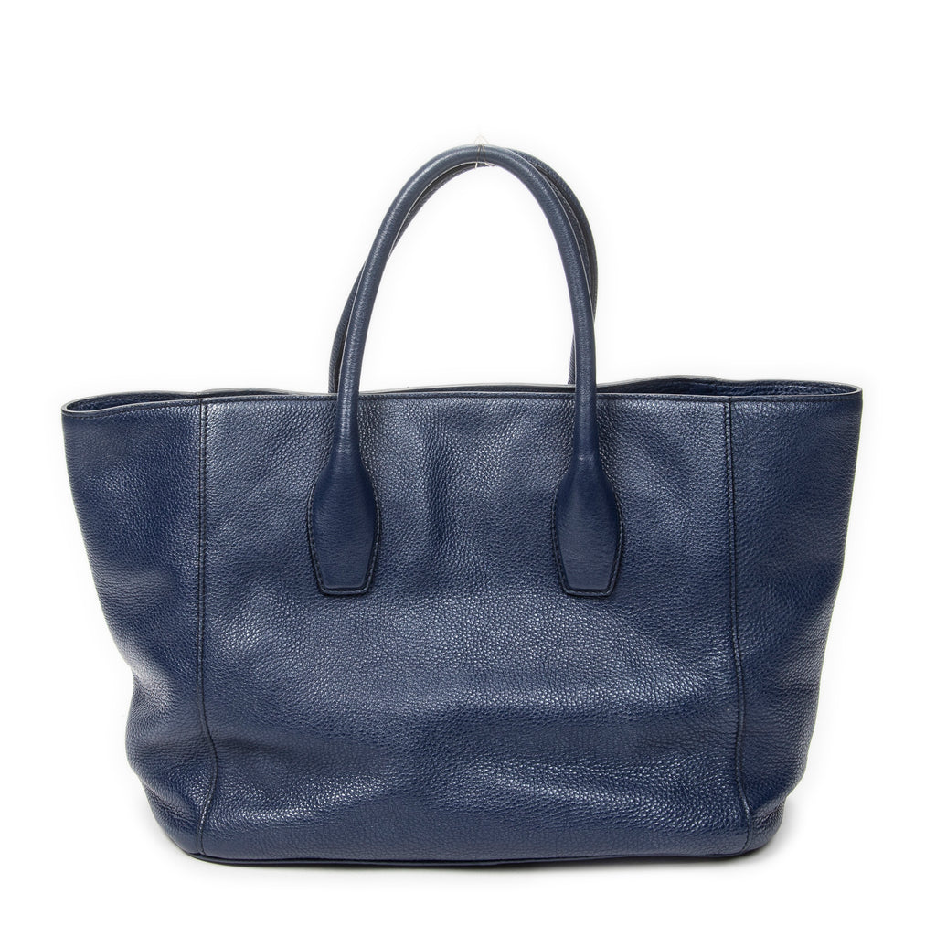 Handbag Horizontal Tote Royal Blue Vitello Daino Leather
