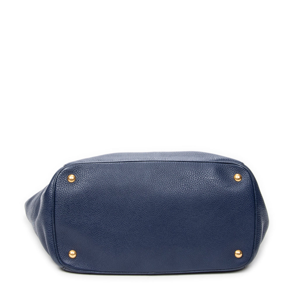 Handbag Horizontal Tote Royal Blue Vitello Daino Leather