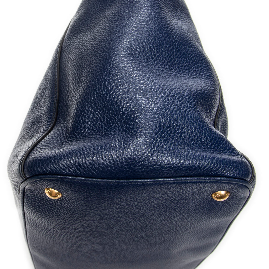 Handbag Horizontal Tote Royal Blue Vitello Daino Leather