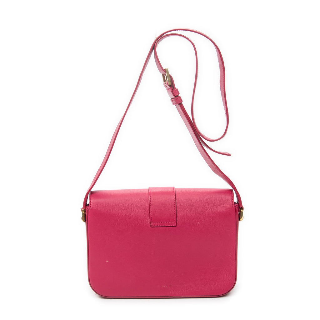 Shoulder Bag Ligne Y Flap Crossbody Fuchsia Pink Calfskin Leather