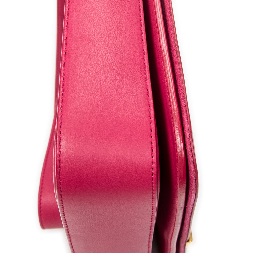 Shoulder Bag Ligne Y Flap Crossbody Fuchsia Pink Calfskin Leather
