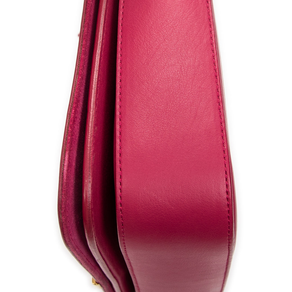Shoulder Bag Ligne Y Flap Crossbody Fuchsia Pink Calfskin Leather