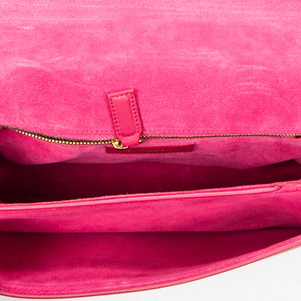 Shoulder Bag Ligne Y Flap Crossbody Fuchsia Pink Calfskin Leather