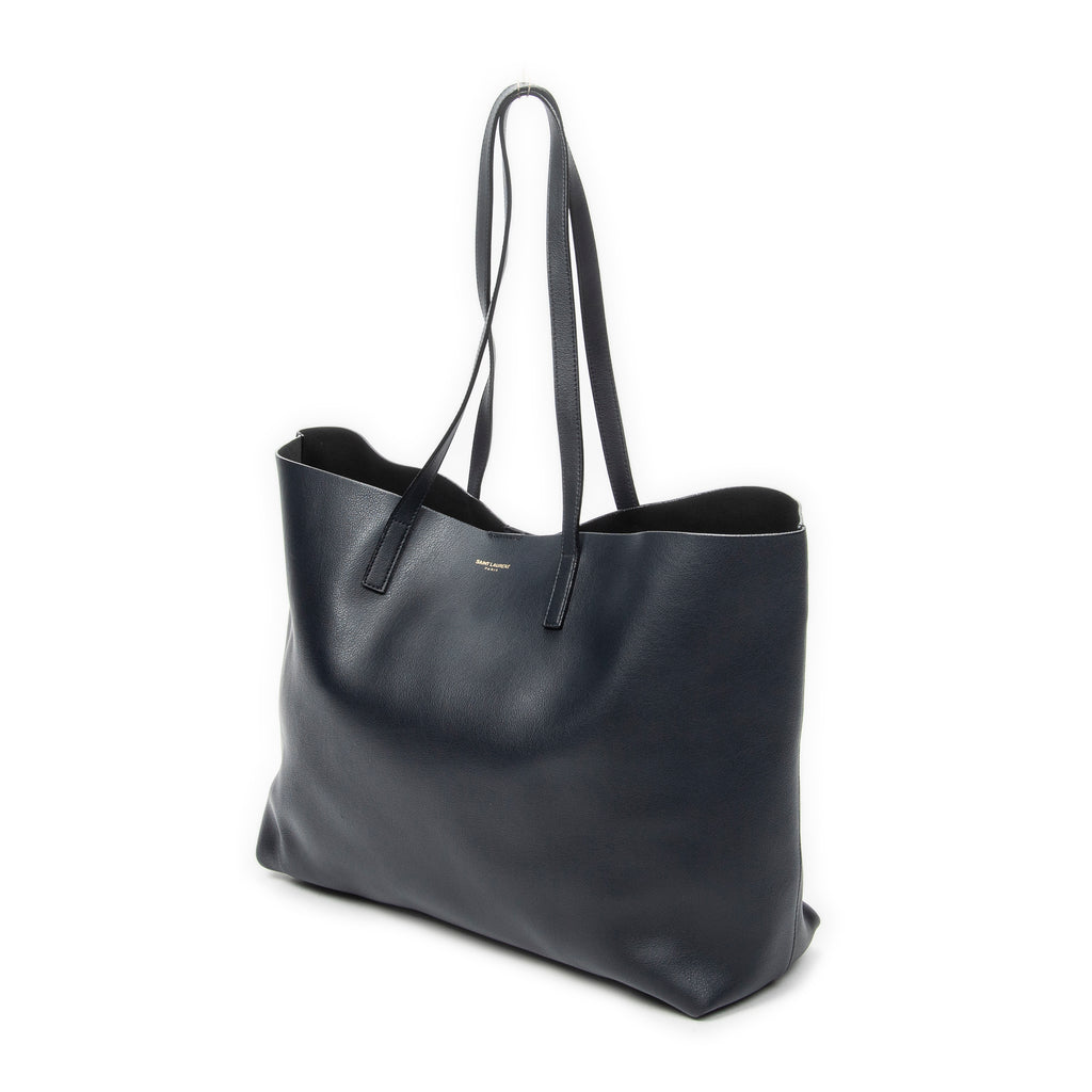 Shoulder Bag East West Shopping Tote Navy Calfskin Leather