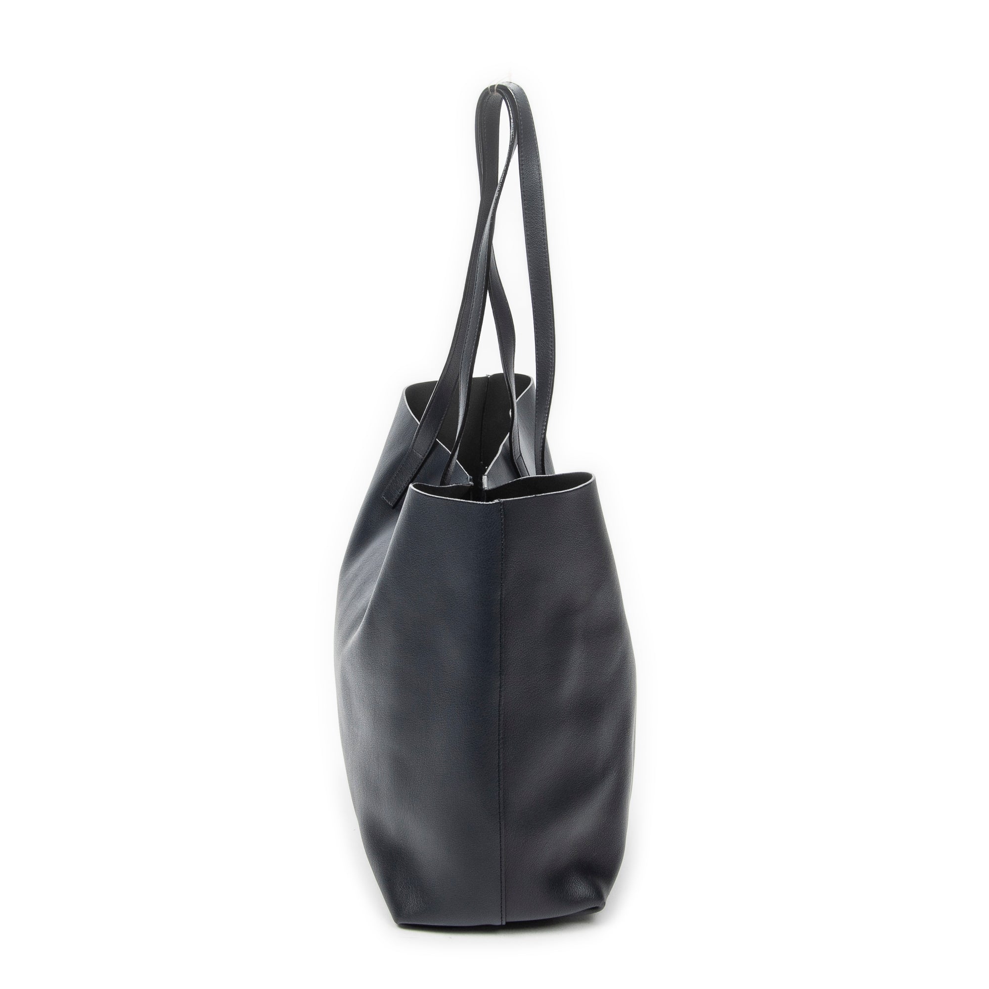 Shoulder Bag East West Shopping Tote Navy Calfskin Leather