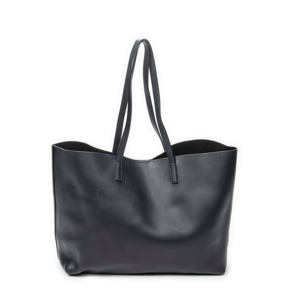 Shoulder Bag East West Shopping Tote Navy Calfskin Leather