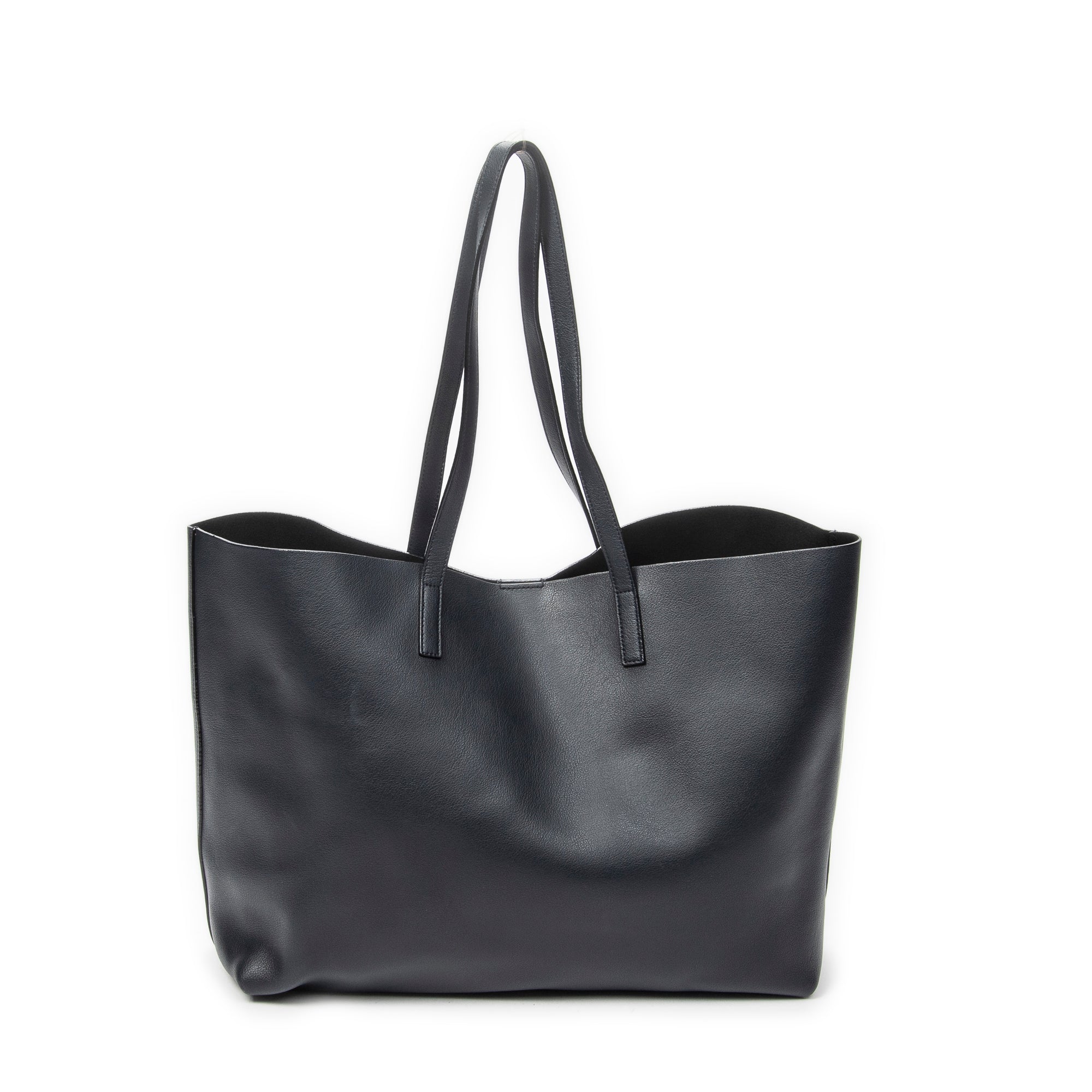 Shoulder Bag East West Shopping Tote Navy Calfskin Leather