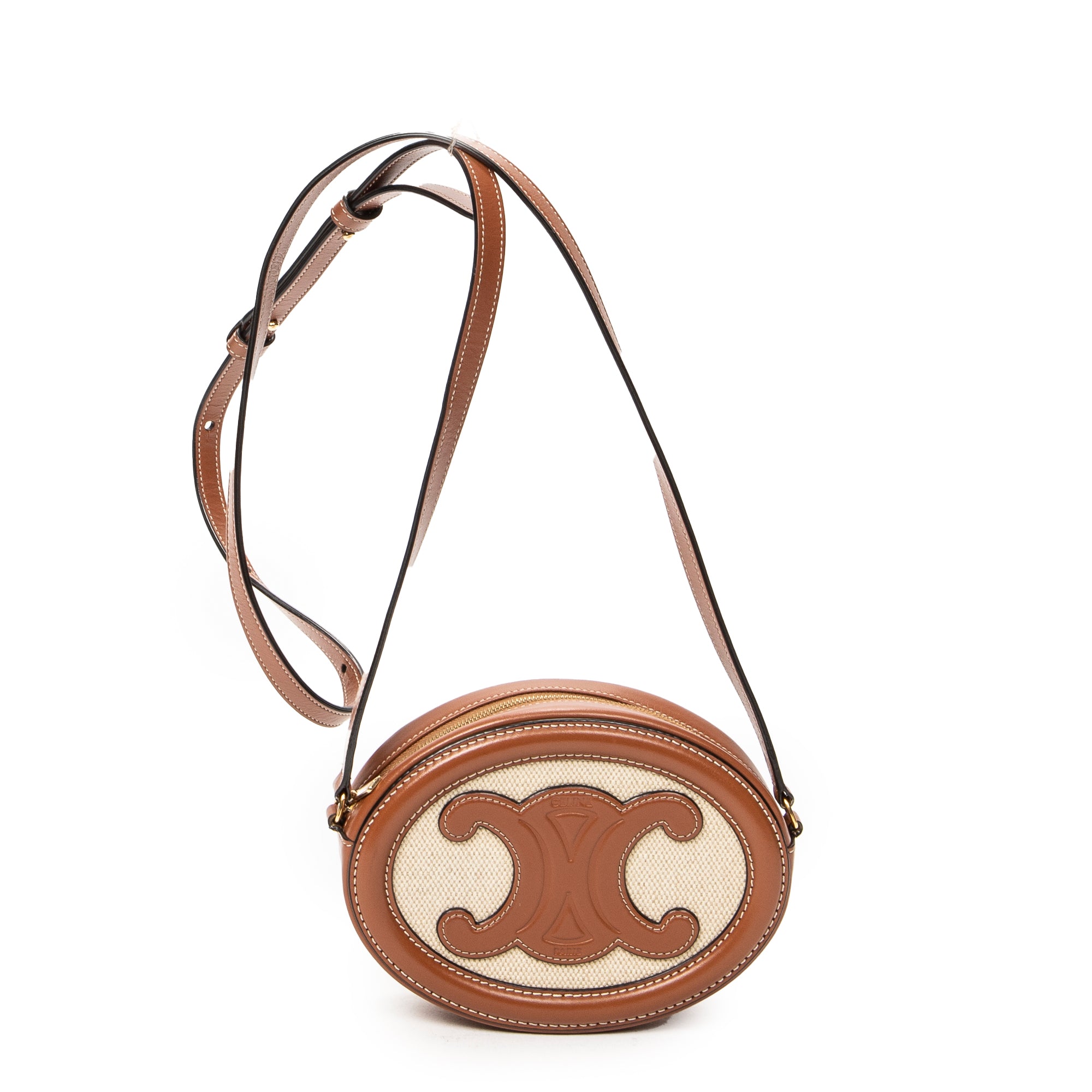 Shoulder Bag Triomphe Oval Crossbody Brown Calfskin Leather