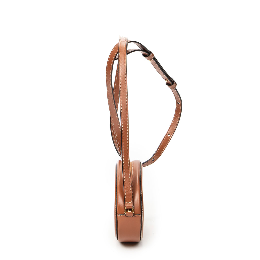 Shoulder Bag Triomphe Oval Crossbody Brown Calfskin Leather