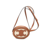 Shoulder Bag Triomphe Oval Crossbody Brown Calfskin Leather