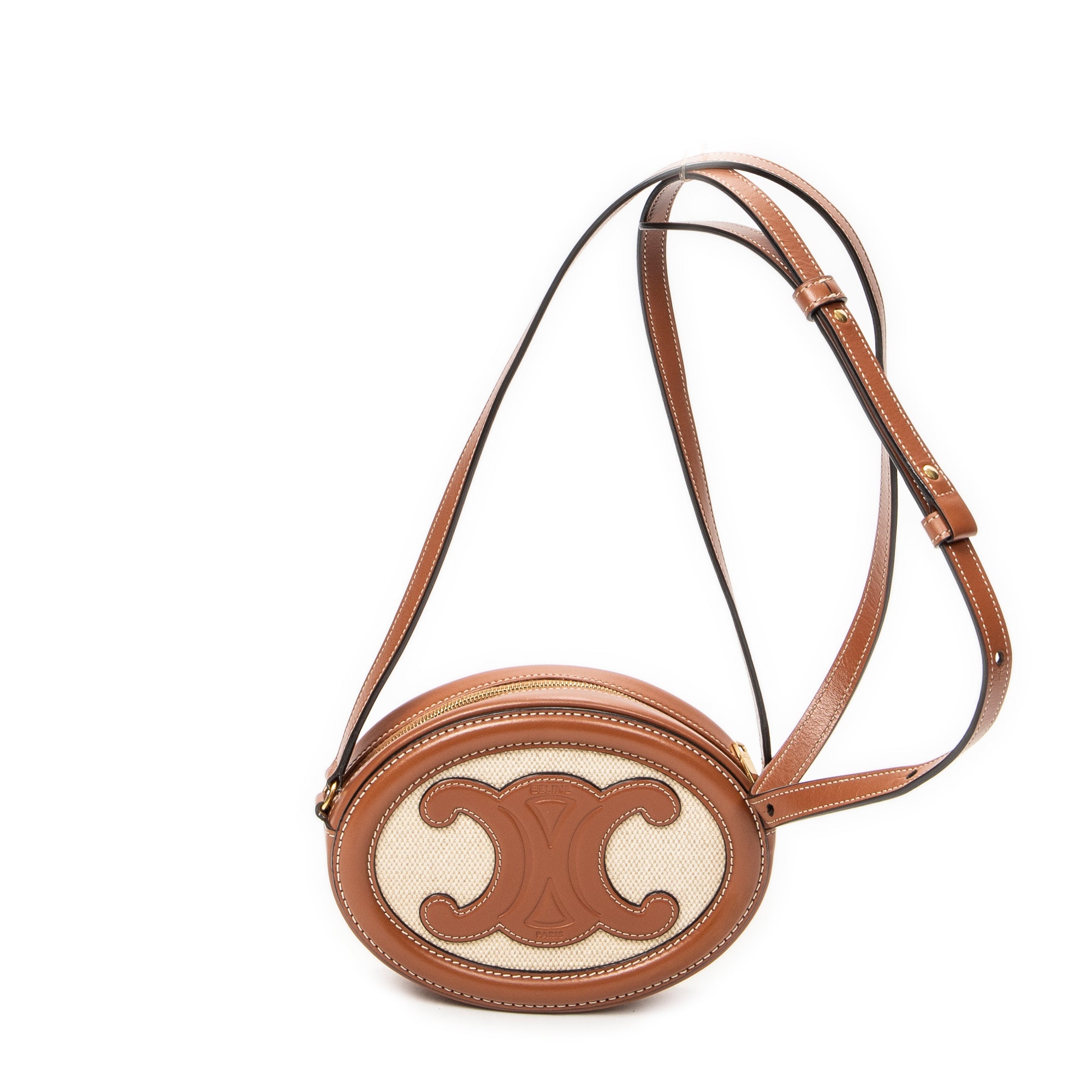 Shoulder Bag Triomphe Oval Crossbody Brown Calfskin Leather