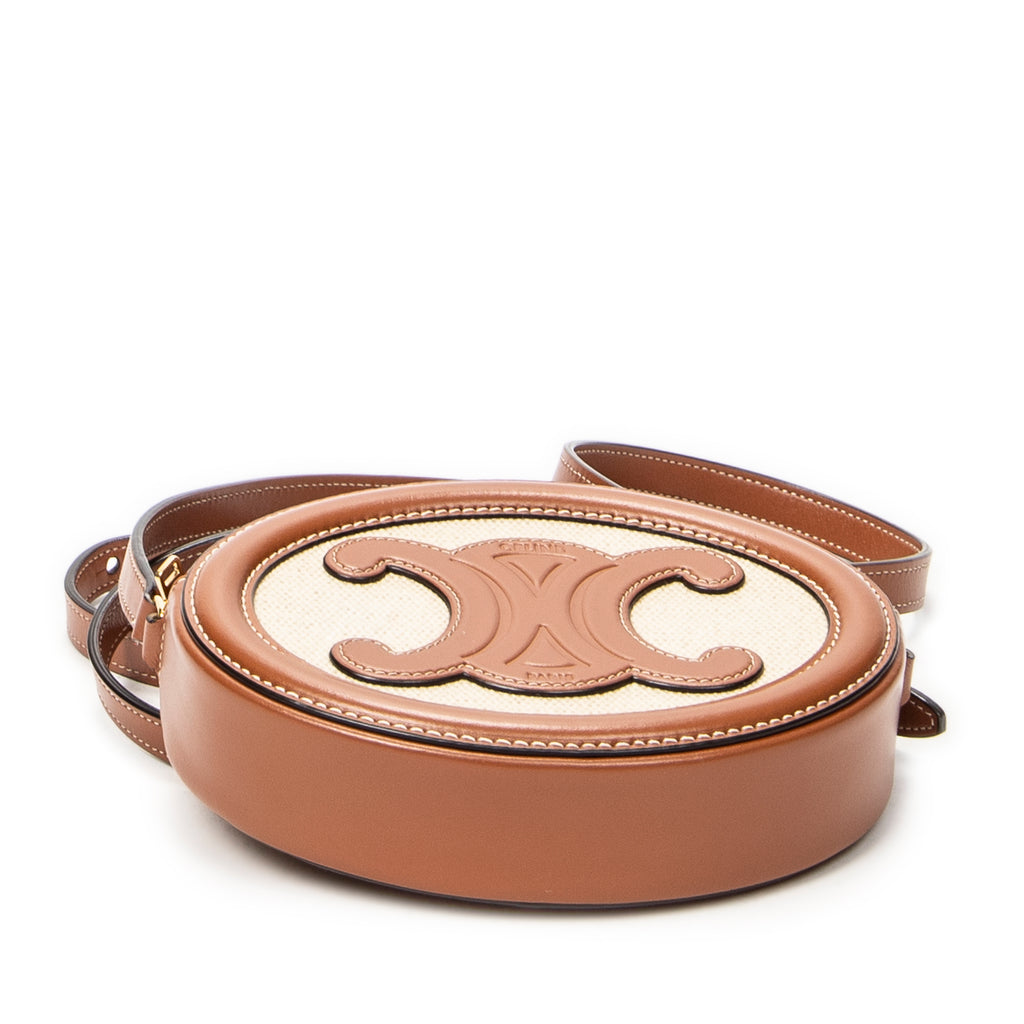 Shoulder Bag Triomphe Oval Crossbody Brown Calfskin Leather