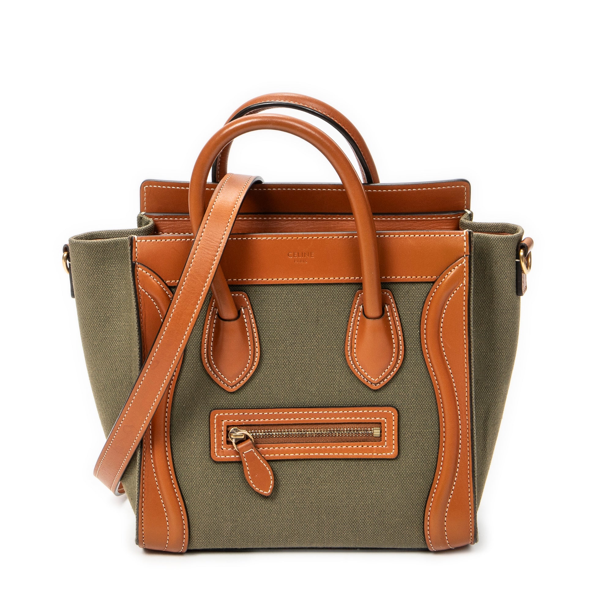 Shoulder Bag Micro Luggage Brown Canvas
