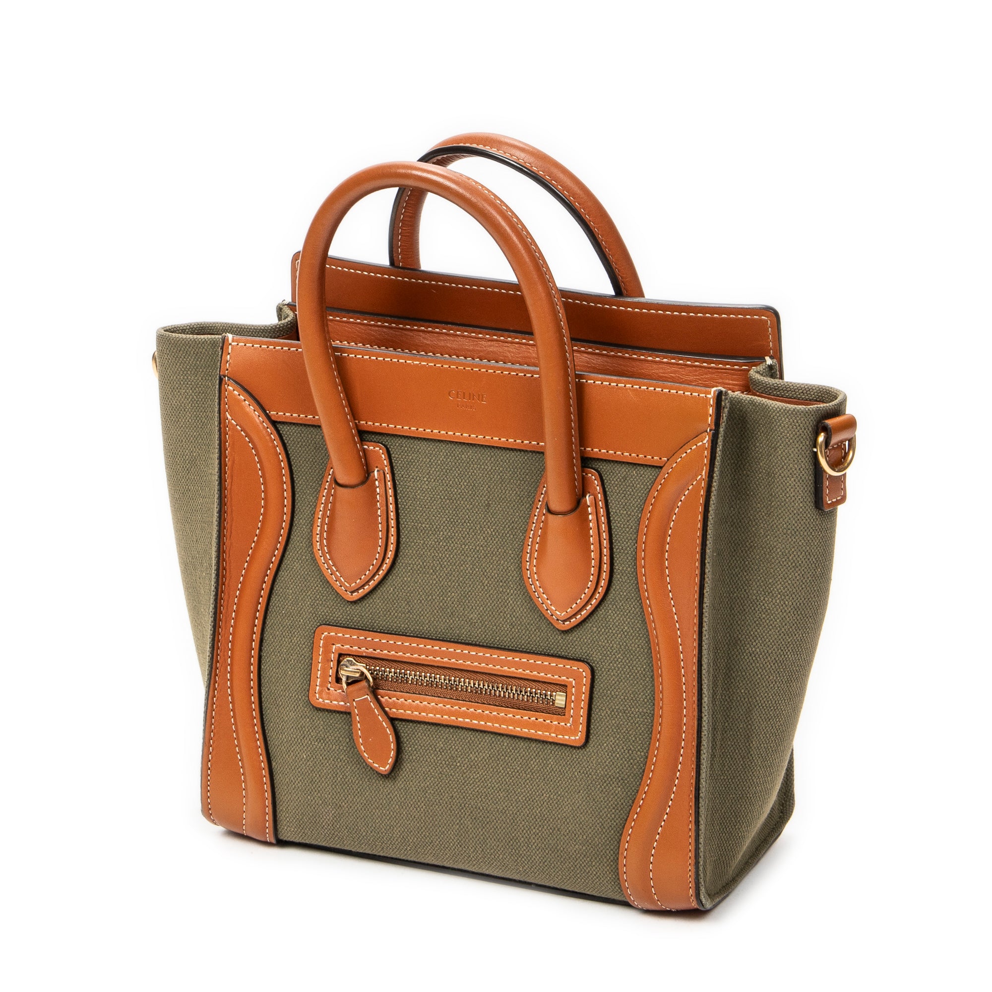 Shoulder Bag Micro Luggage Brown Canvas