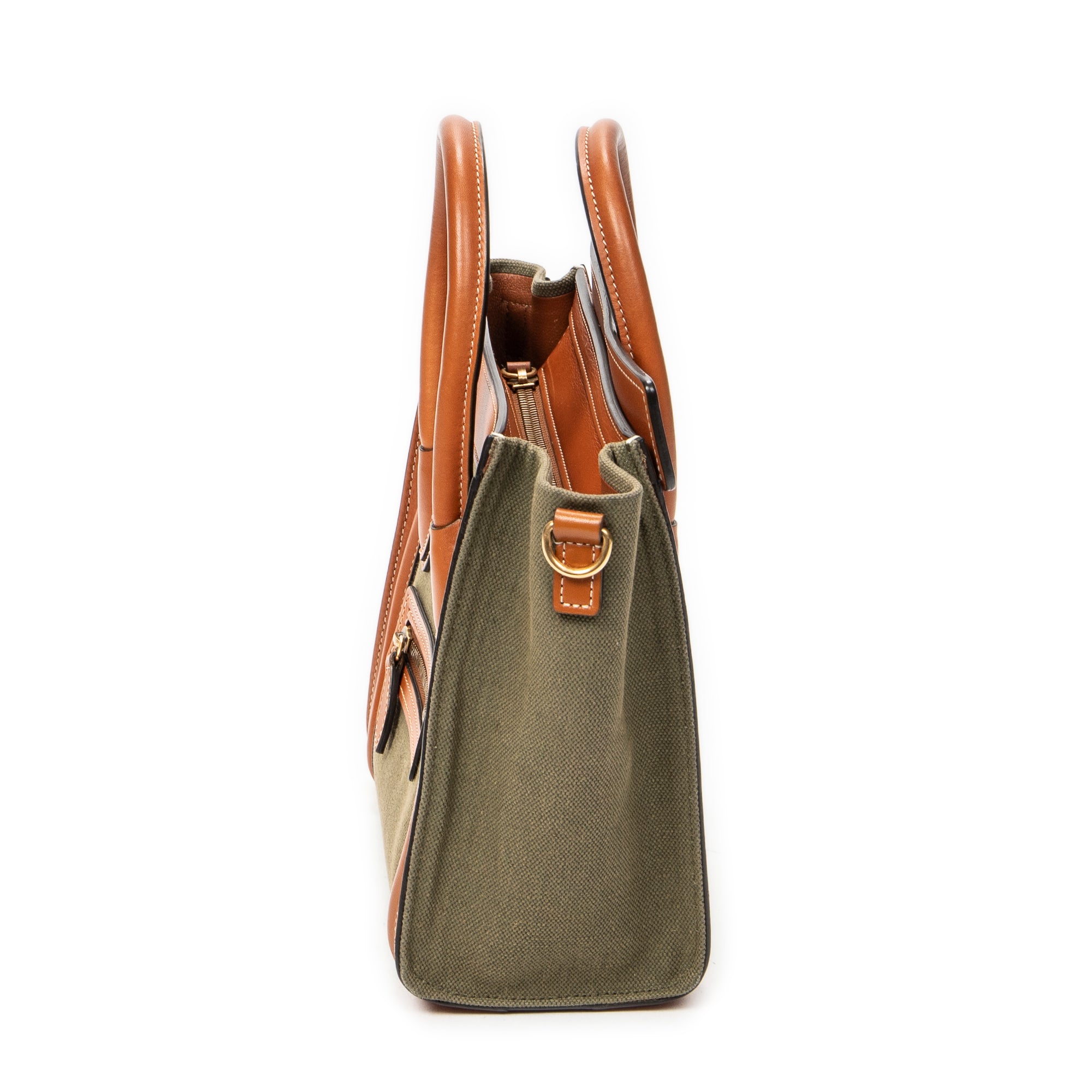 Shoulder Bag Micro Luggage Brown Canvas